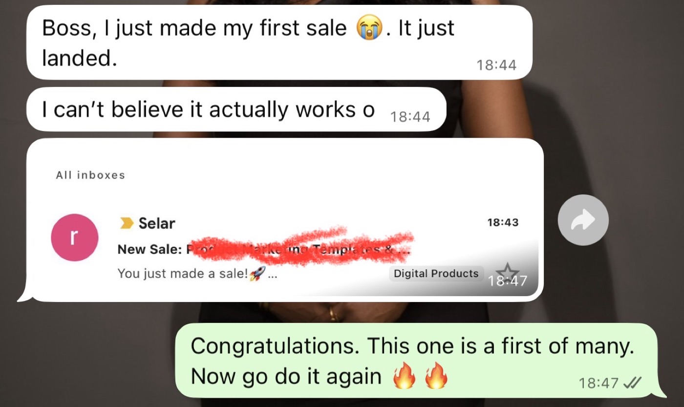 Student: I just made my first sale, I can't believe it actually works